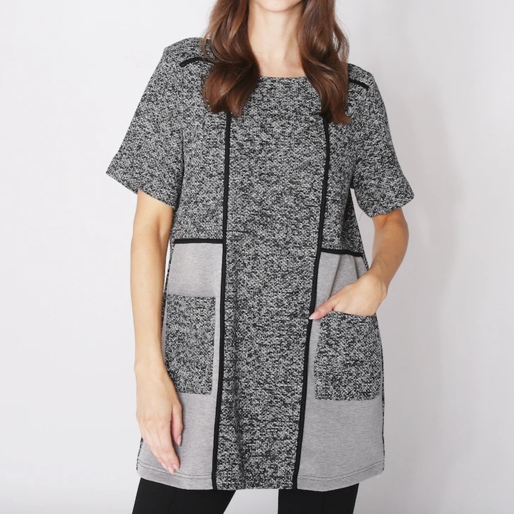 Anthropologie Meadow Rue Mitzie Black Short Sleeve Tweed Tunic